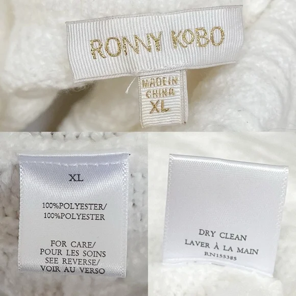 Ronny Kobo Maram Fringed Cableknit Turtleneck Sweater Women’s XL - Picture 10 of 11